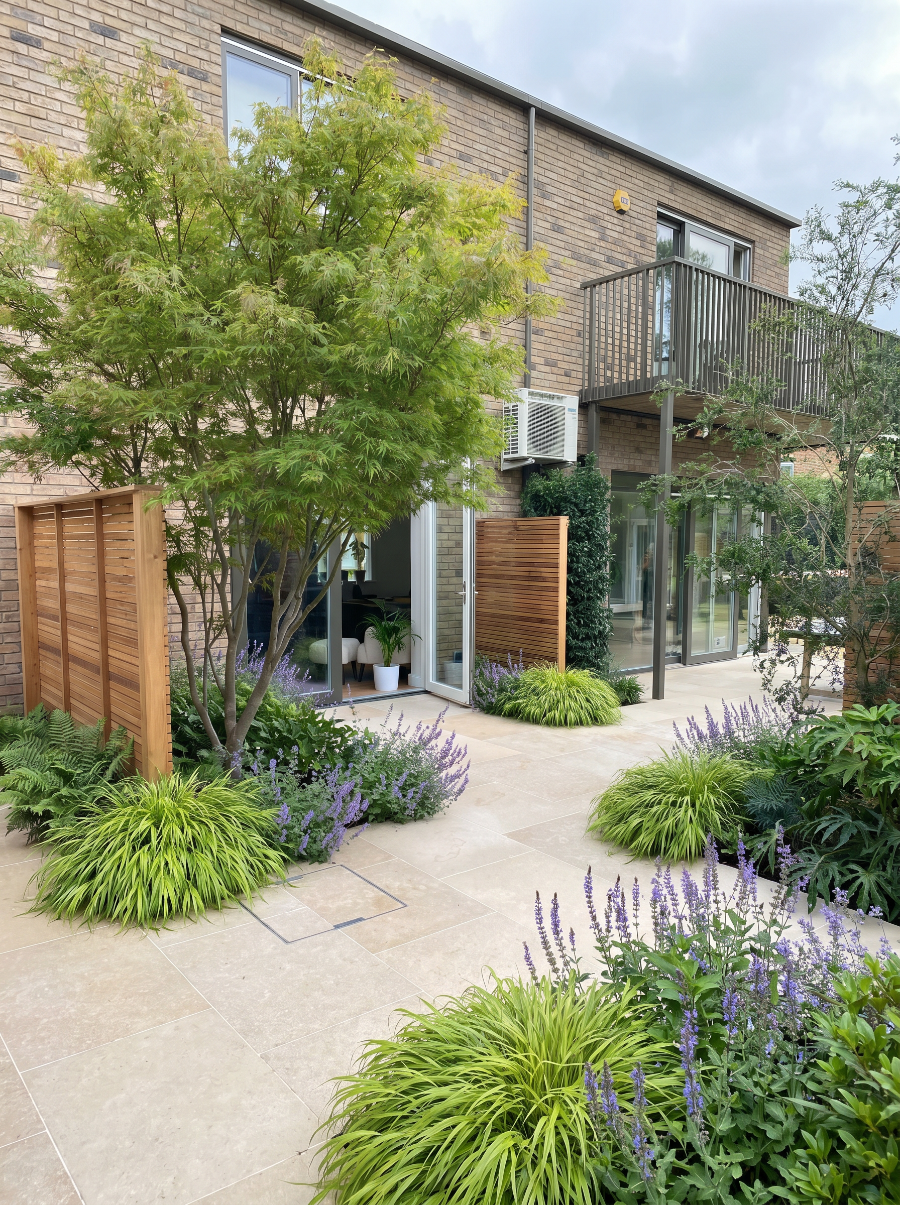 Rowan Gardens completed family garden with layered planting and pale paving